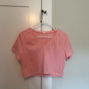 SHEIN Pink V-Neck Crop Top